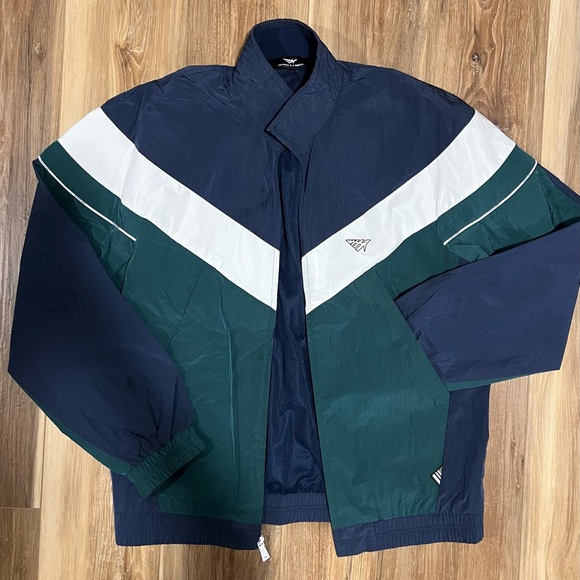 (Paper Planes) Notorious Track Jacket Windbreaker Full-Zip, Blue/Green – Medium - Picture 1 of 4